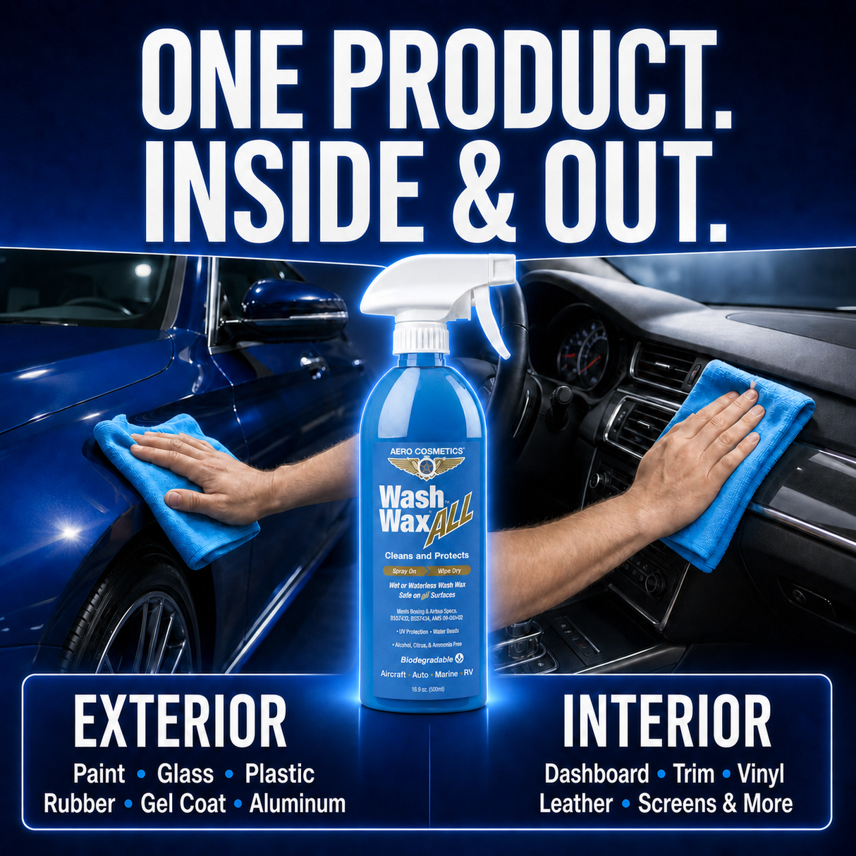 Wash Wax ALL™ 16.9 Fl. oz - Waterless Wash Cleaner and Protectant