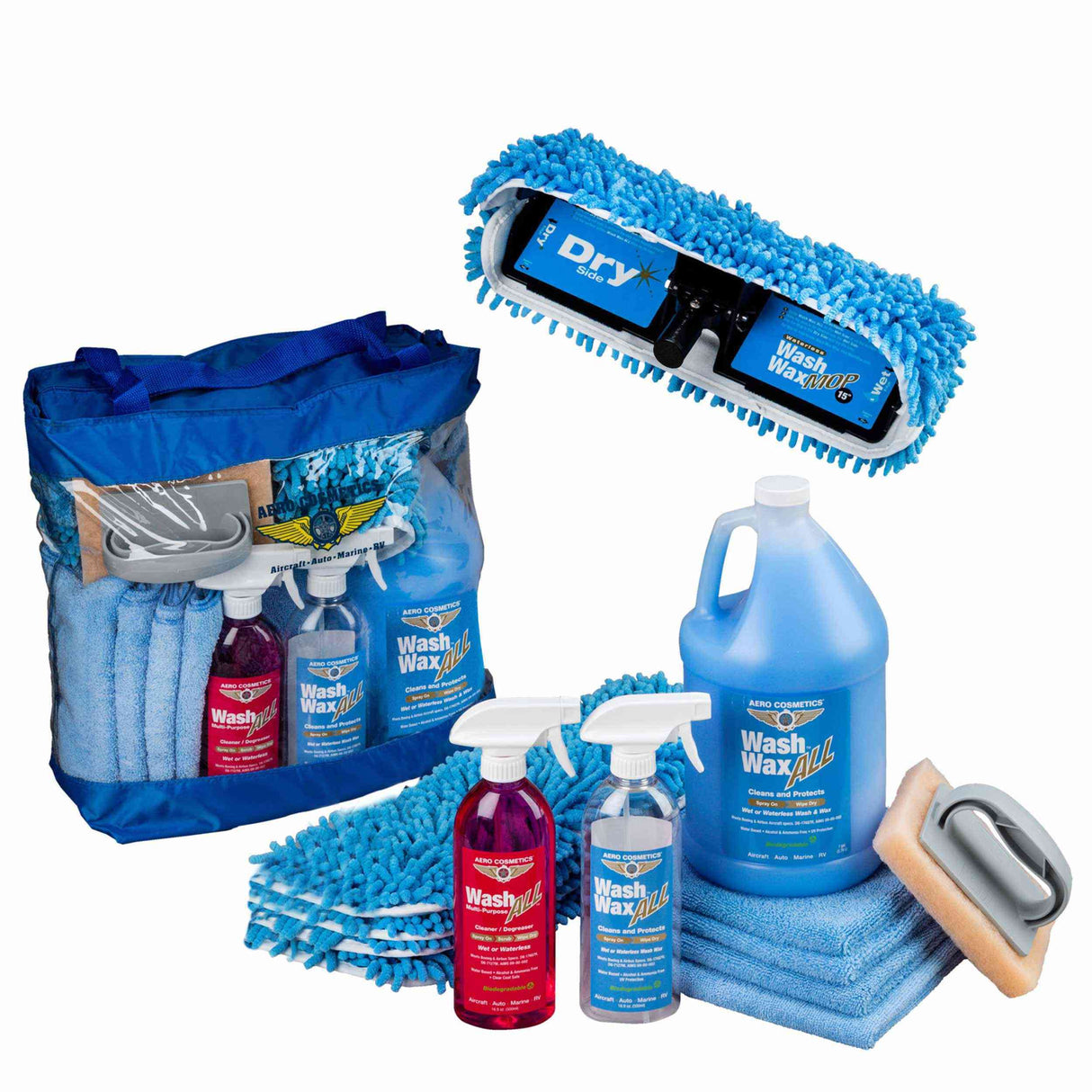 Waterless Mop Kit 15" w/ Easy-Reach Shur-Line Pole for RVs & Aircraft