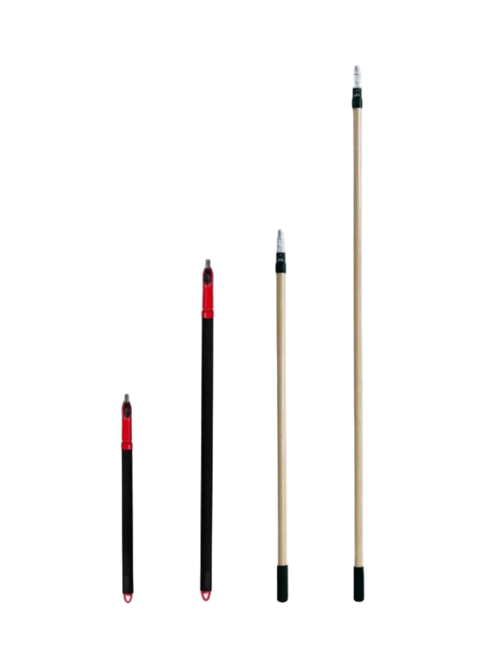 Telescopic poles for wash wax mop on a white background with text indicating their purpose.