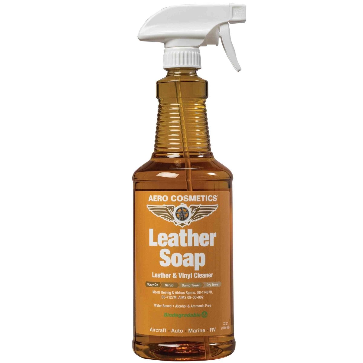 Leather Soap 32oz, Aero Cosmetics, aircraft, car, rv, boat, motorcycle, waterless wash