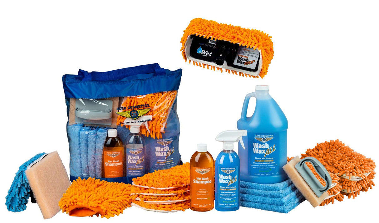 Wet or Waterless Mop Kit 10" w/ Easy Reach Shur-Line Pole for RVs & Aircraft
