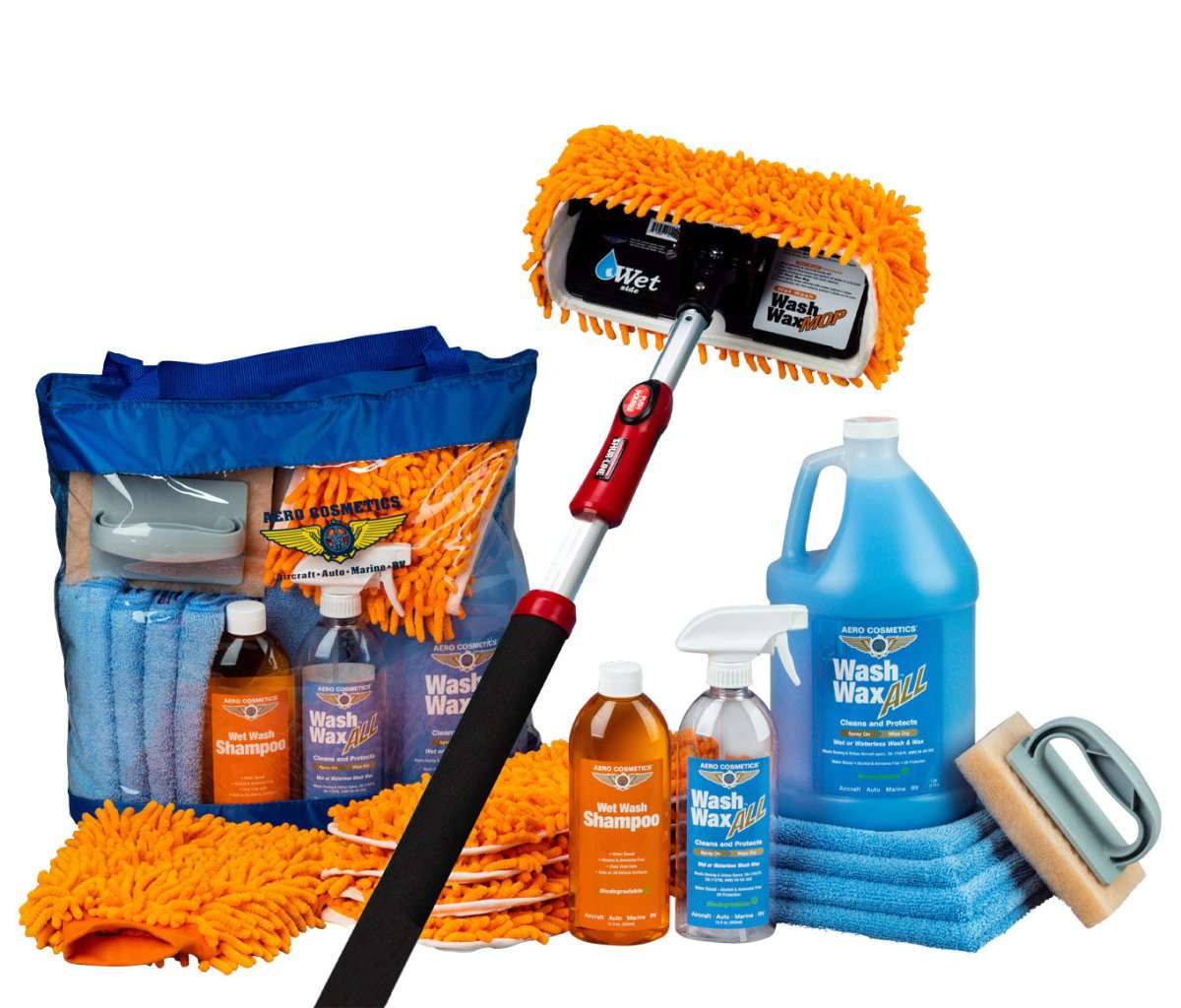 Waterless wash wax mop kit for RVs and aircraft