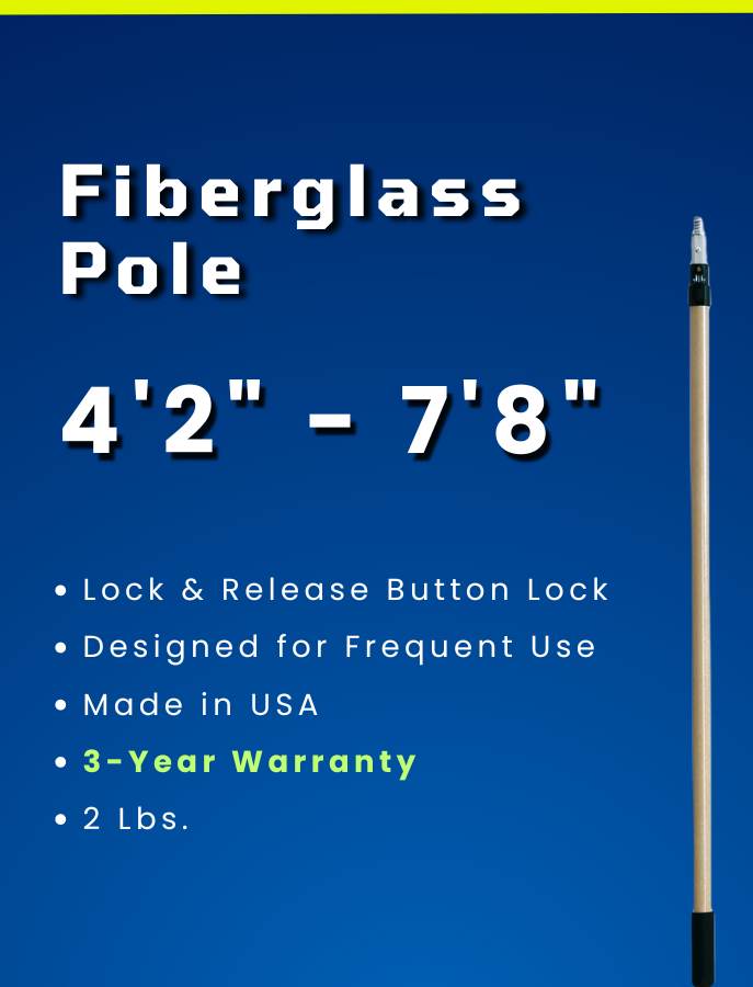 Wet or Waterless Mop 10" + Fiberglass Pole [4' 2" to 7' 8"]