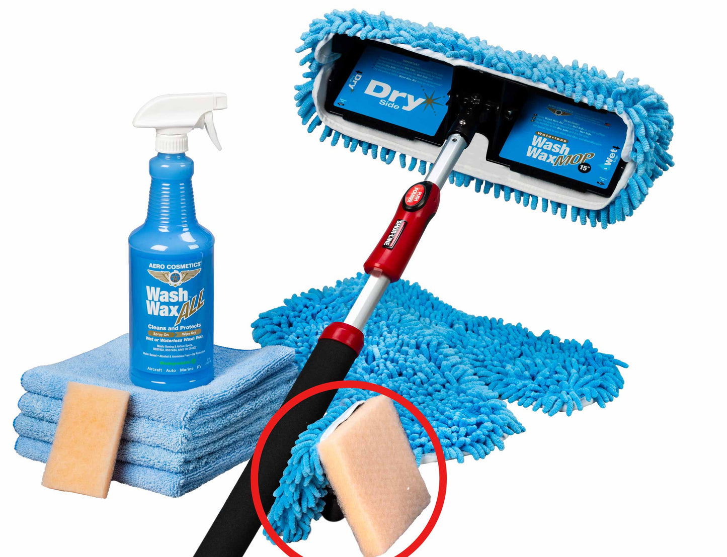 Basic Waterless Wash Wax Mop Kit 15" for RVs & Aircraft