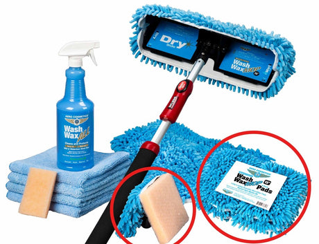 Basic Waterless Wash Wax Mop Kit with accessories for RVs, Aircraft, Van, Trucks