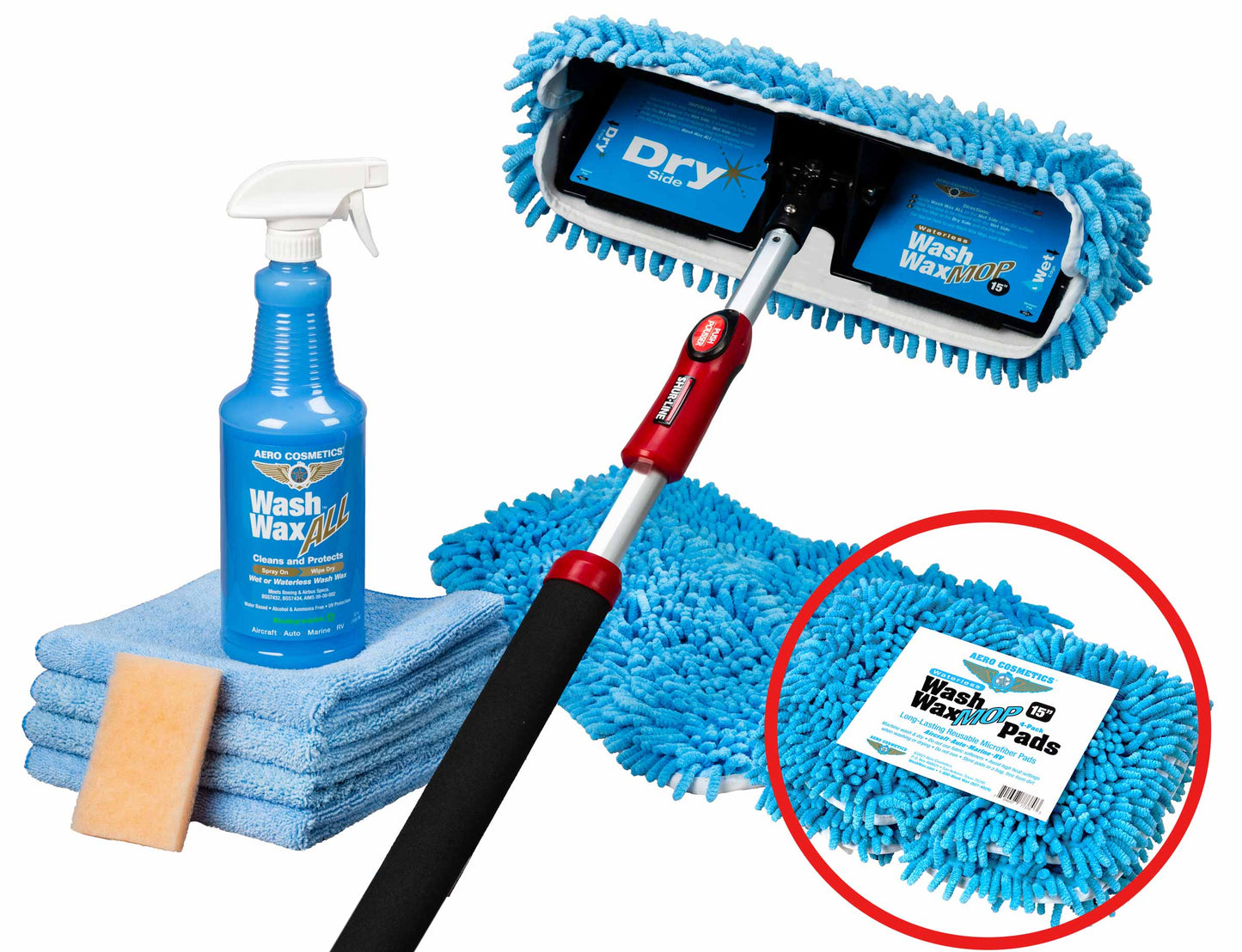 Basic Waterless Wash Wax Mop Kit 15" for RVs & Aircraft