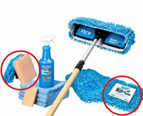 Basic Waterless Wash Wax Mop Kit with accessories for RVs, Aircraft, Van, Trucks