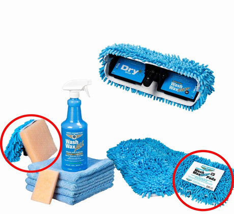 Basic Waterless Wash Wax Mop Kit with accessories for RVs, Aircraft, Van, Trucks