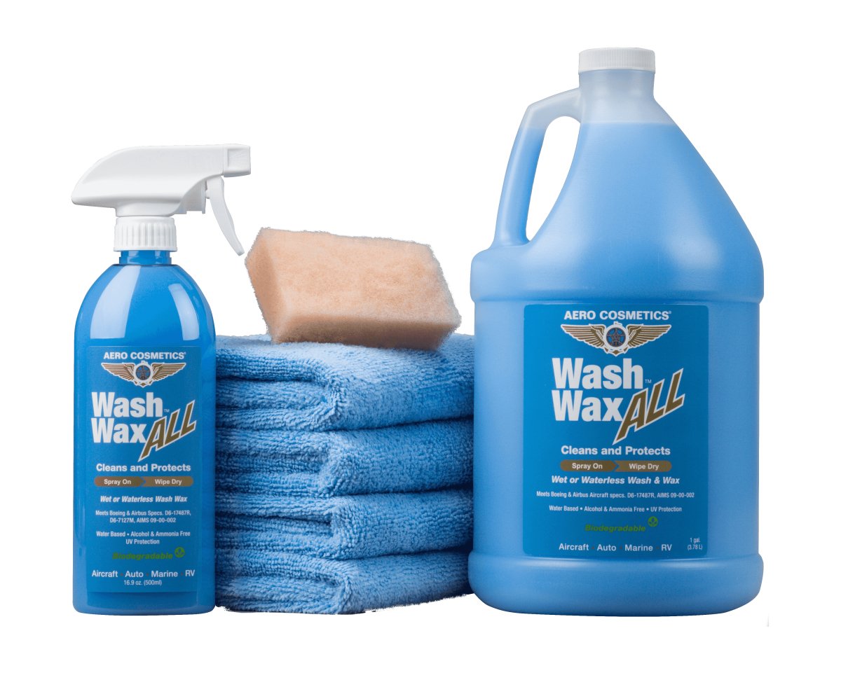 Wet or Waterless Car Wash Wax Kit 144 Ounces. Aircraft Quality for Your Car, RV, Boat, Motorcycle. The Best Wash Wax. Anywhere, Anytime, Home, Office, School, Garage, Parking Lots. Aero Cosmetics