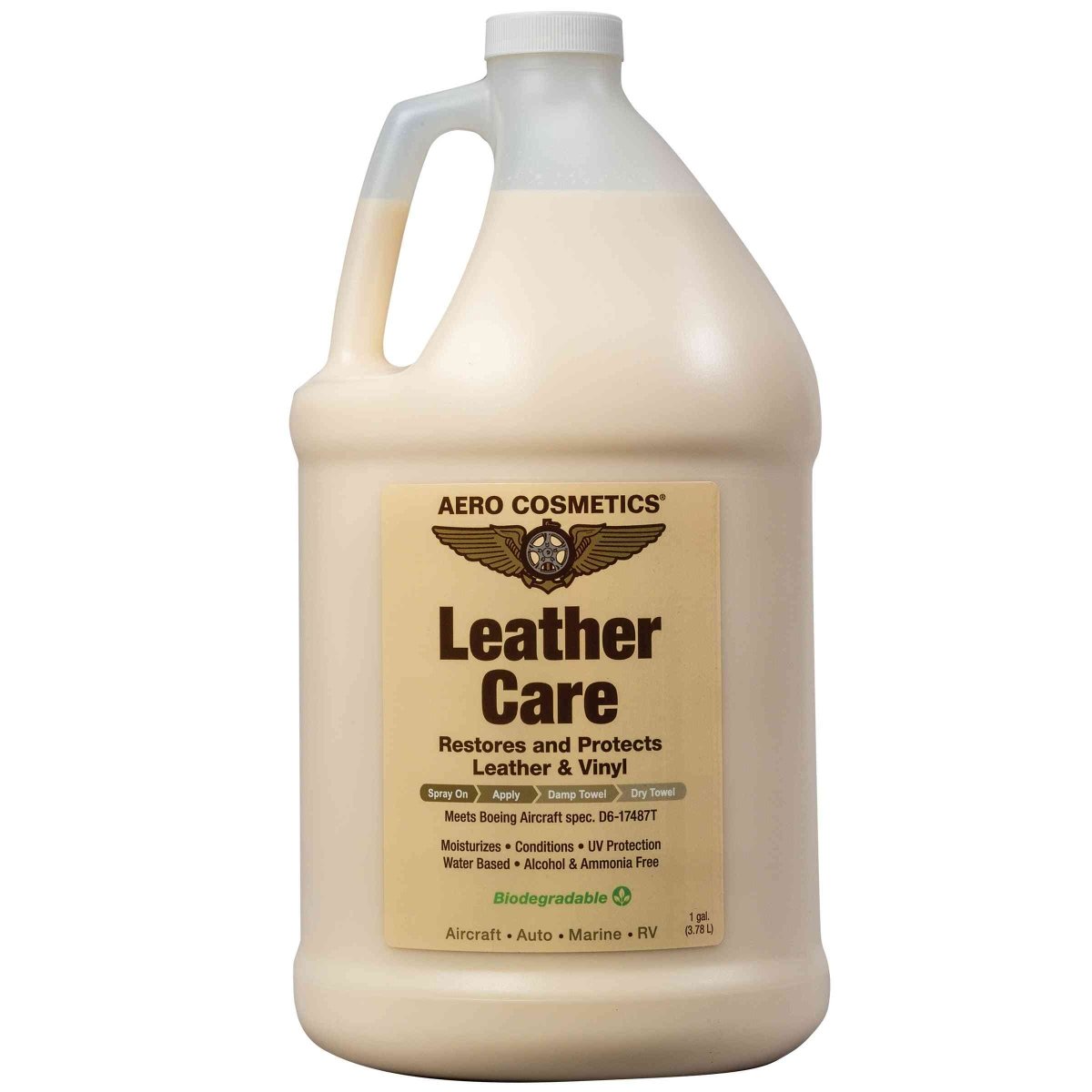 Leather Care 1 Gallon, Aero Cosmetics, aircraft, car, rv, boat, motorcycle, waterless wash 