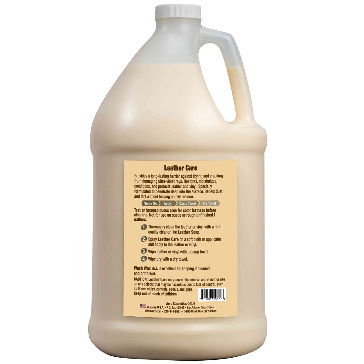 Leather Care 1 Gallon, Aero Cosmetics, aircraft, car, rv, boat, motorcycle, waterless wash 