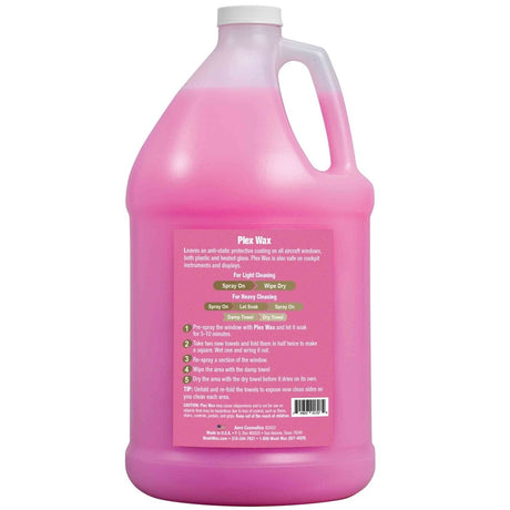 Plex Wax Aircraft Window & Instrument Cleaner - 1 Gallon, Aero Cosmetics, aircraft, car, rv, boat, motorcycle, waterless wash 