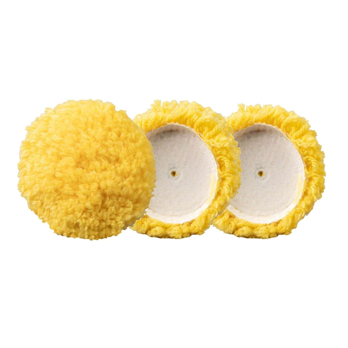 Yellow Wool Polishing Bonnet 3-Pack Wash Wax ALL