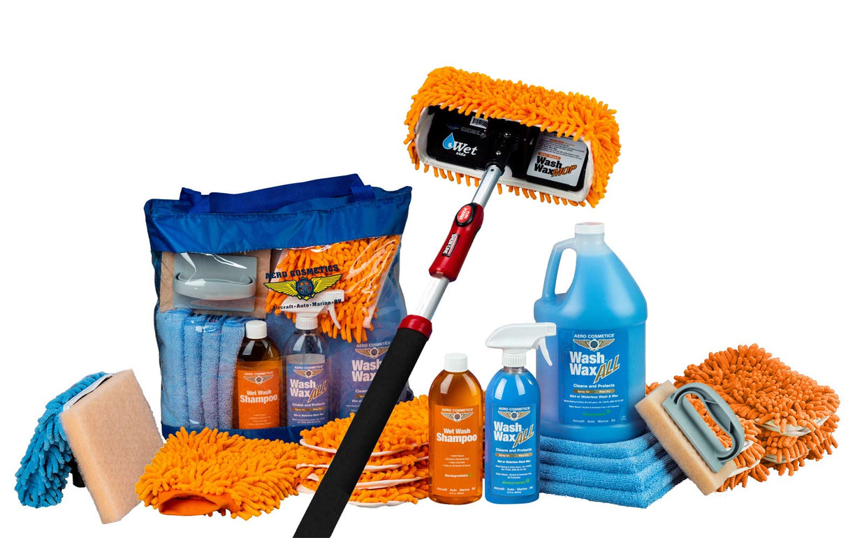 Wet or Waterless Mop Kit 10" w/ Easy Reach Shur-Line Pole for RVs & Aircraft