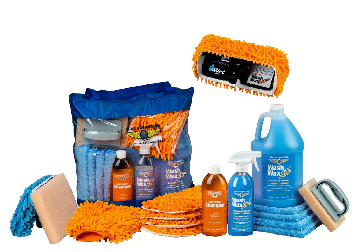 Wet or Waterless Mop Kit 10" w/ Easy Reach Shur-Line Pole for RVs & Aircraft