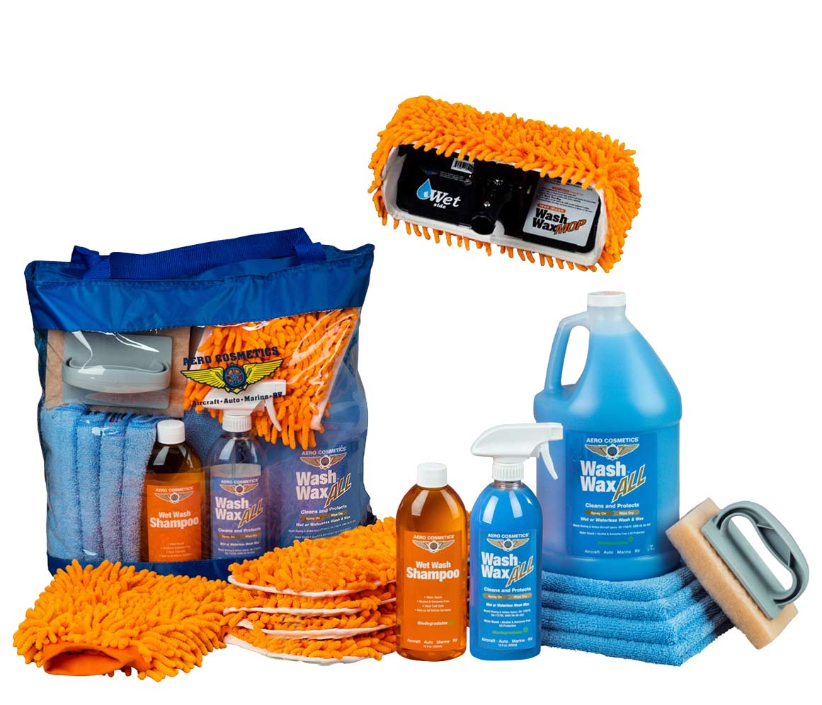 Wet or Waterless Mop Kit 10" w/ Easy Reach Shur-Line Pole for RVs & Aircraft