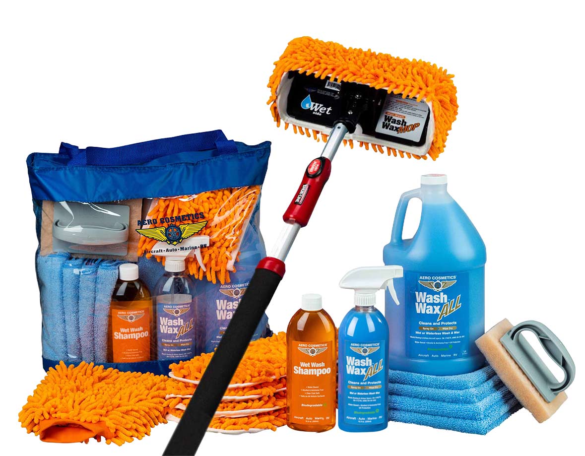 Wet or Waterless Mop Kit 10" w/ Easy Reach Shur-Line Pole for RVs & Aircraft