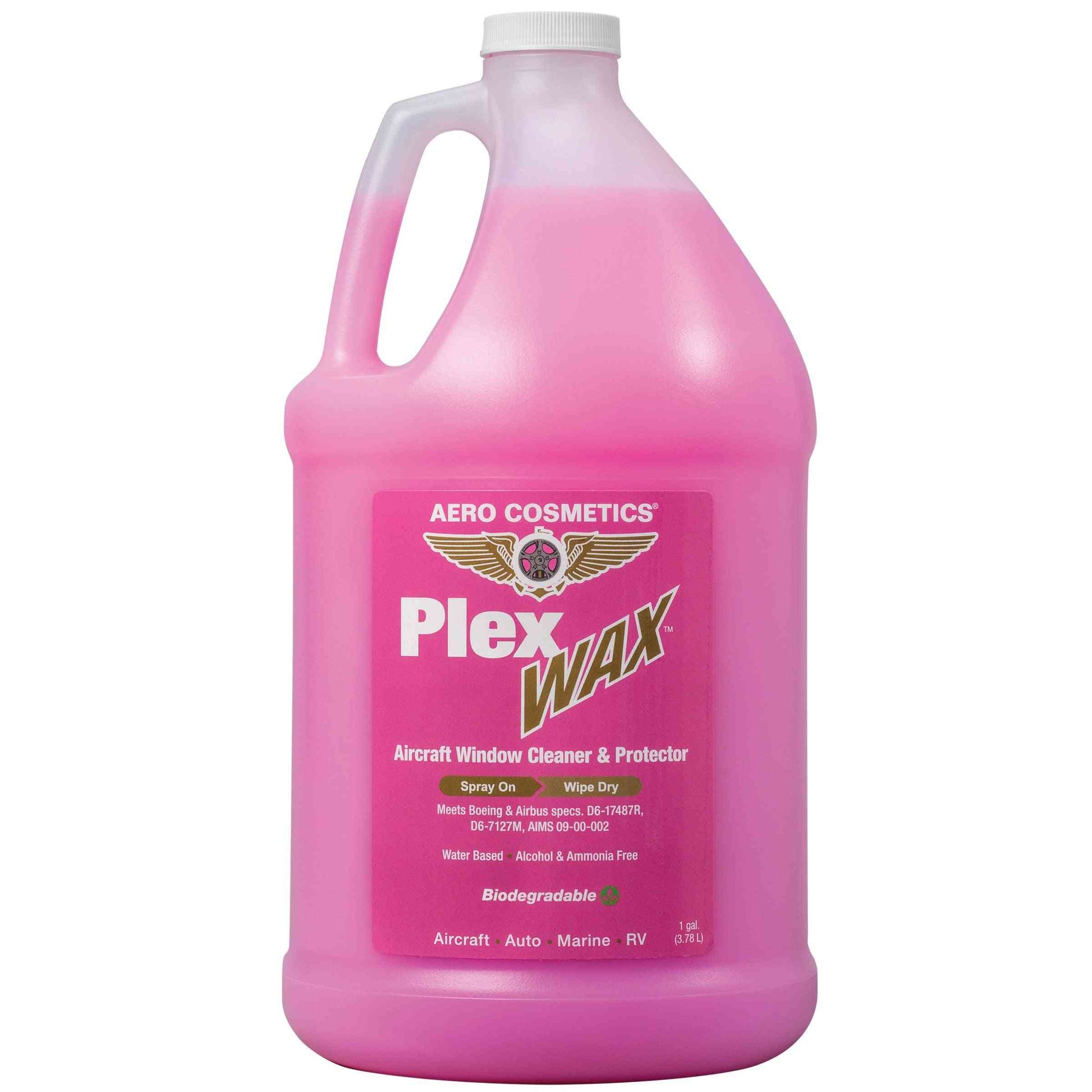 Plex Wax Aircraft Window & Instrument Cleaner - 1 Gallon, Aero Cosmetics, aircraft, car, rv, boat, motorcycle, waterless wash 