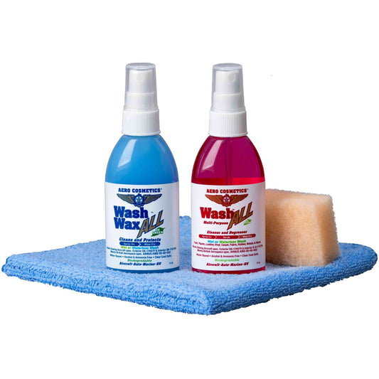 Travel Kit - Wash Wax ALL 4oz, Wash ALL Degreaser 4oz, (1) Microfiber Towel, and Mini Bug Scrubber Pad