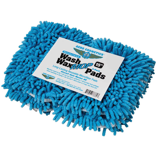 Waterless Wash Wax Mop 15" Pads 4-Pack - Blue